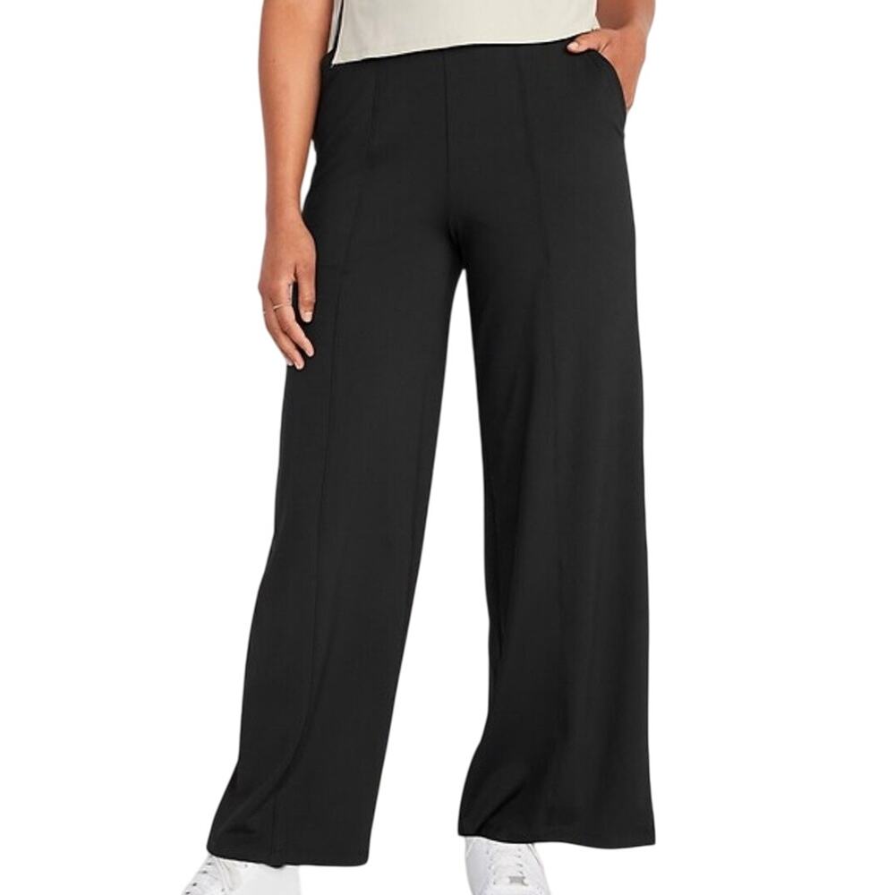 SOLD 💕NWT Old Navy High Waisted PowerSoft Wide Leg Pants in Black Jack Size M - Picture 1 of 15